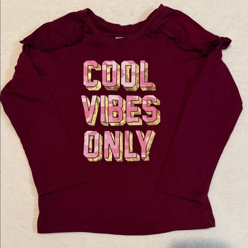 Garanimals Girl’s Burgundy Long Sleeve Tee - Cool Vibes Only